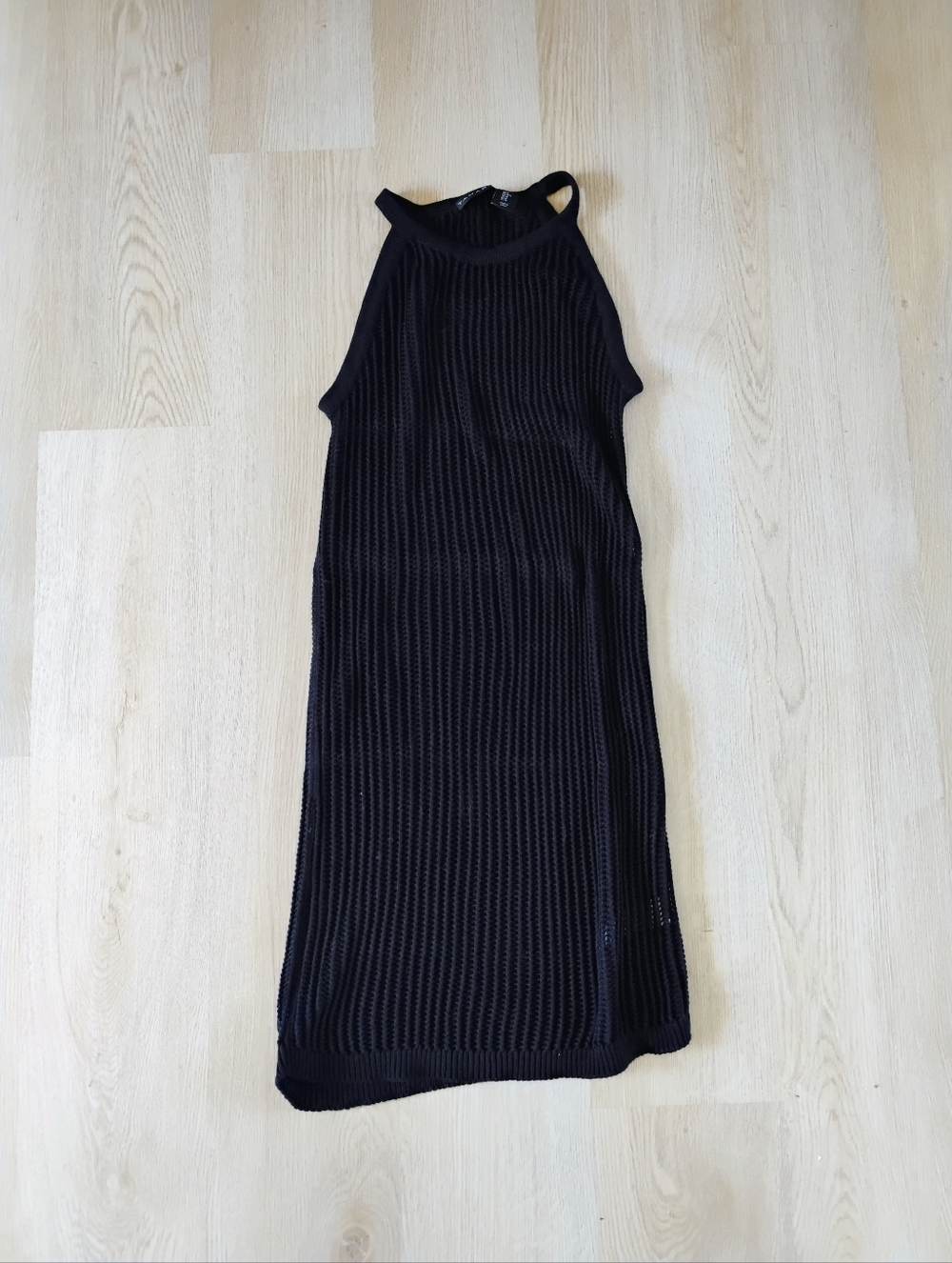 Tahari Black Open-Knit Sweater Tank Swim Cover Up